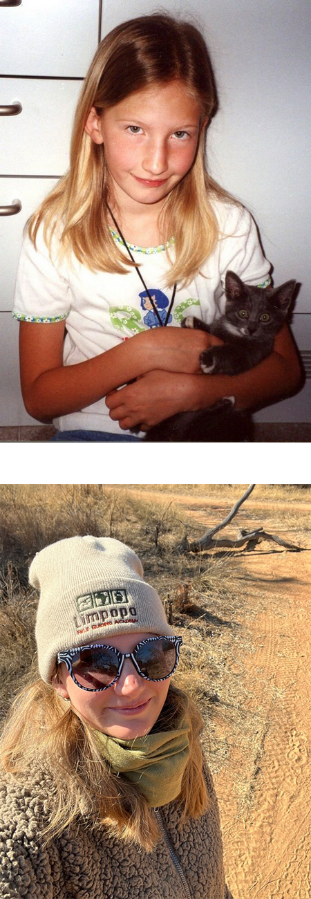 a child with a cat